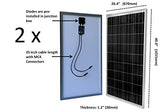 200 Watt (2pcs 100 Watt) Solar Panel Complete Off-Grid RV Boat Kit with LCD PWM Charge Controller + Solar Cable + MC4 Connectors + Mounting Brackets