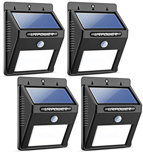 URPOWER Solar Lights 8 LED Wireless Waterproof Motion Sensor Outdoor Light for Patio, Deck, Yard, Garden with Motion Activated Auto On/Off (4-Pack)
