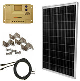 100 Watt Solar Panel Kit: 100W Solar Panel + 20A LCD Display PWM Charge Controller + MC4 Connectors + Mounting Z Brackets for 12V Battery off grid, RV, Boat