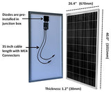 100 Watt Solar Panel for 12 Volt Battery Charging RV, Boat, Off Grid