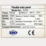 100 Watt 18V 12V Bendable SunPower Solar Panel Charger Water/ Shock/ Dust Resistant Solar Charger for RV, Boat, Cabin, Tent, Car, Trailer, or Any Other Irregular Surface
