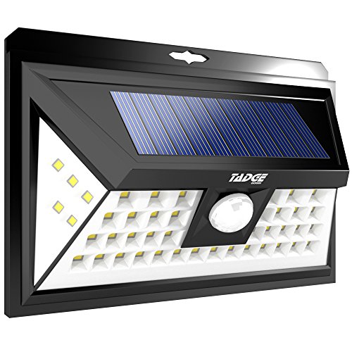 Solar Outdoor Patio Deck Lights 48 LED - Outside Motion Sensor Security Sun Powered Lighting For Yard, Backyard, Pathway, & Driveway | Wide Angle