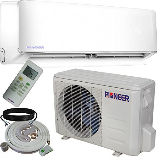 Pioneer WYS012-17 Air Conditioner Inverter+ Ductless Wall Mount Mini Split System Air Conditioner & Heat Pump Full Set, 12000 BTU 115V