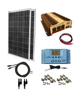 200 Watt (2pcs 100 Watt) Solar Panel Kit with 1500W VertaMax Power Inverter for RV, Boat, Off-Grid 12 Volt Battery Systems