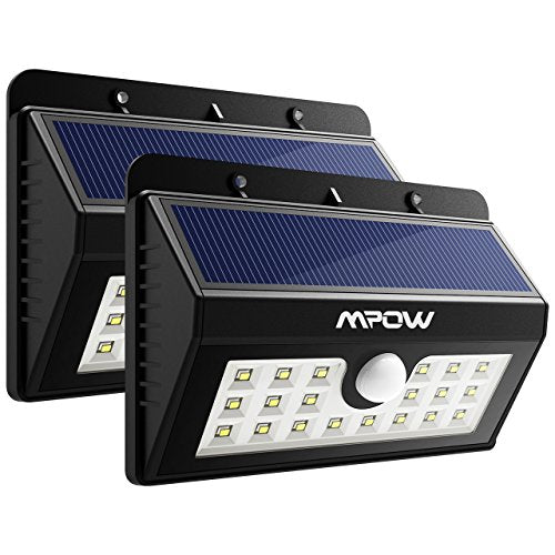 Mpow 20LED Solar Lights, 2-Pack Bright Motion Sensor Outdoor Light Waterproof Security Wall Lights for Garden, Path, Patio, Front Door, Deck, Yard, Driveway