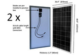 200 Watt Solar Panel Kit: 2pcs 100W Solar Panels + P30L LCD PWM Charge Controller + Solar Cable + MC4 Connectors + Mounting Brackets for Off-Grid RV Boat