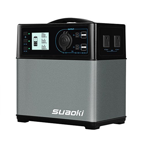Suaoki 400Wh/120,000mAh Portable Solar Generator Lithium ion Power Source Power Supply with Quiet 300W DC/AC Inverter, 12V Car, DC/AC/USB Outputs, Charged by Solar Panel/AC Outlet/Cars