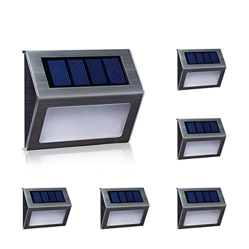 [Warm Light] Solar Lights for steps decks pathway yard stairs fences, LED lamp, outdoor waterproof, 6 Pack