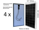 400 Watt Solar Panel Kit with 1500 Watt VertaMax Power Inverter RV, Boat, Off-Grid 12 Volt Battery