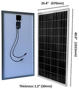 100 Watt Solar Panel Off-Grid RV Boat Kit with LCD PWM Charge Controller + Solar Cable + MC4 Connectors + Mounting Brackets