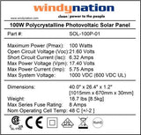 200 Watt (2pcs 100 Watt) Solar Panel Kit with 1500W VertaMax Power Inverter for RV, Boat, Off-Grid 12 Volt Battery Systems