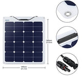 50W Flexible Solar Panel, Thin Lightweight Solar Charger on RV Boat Cabin Tent Caravan w MC4 Connector & ETFE For 12V Battery