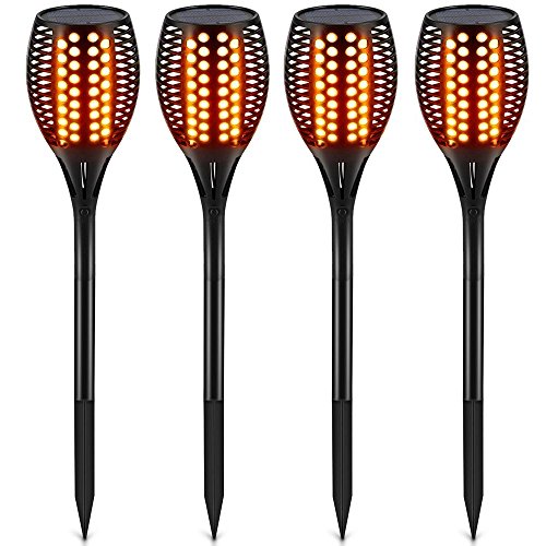 TomCare Solar Lights, Waterproof Flickering Flames Torches Lights Outdoor Solar Spotlights Landscape Decoration Lighting Dusk to Dawn Auto On/Off Security Torch Light for Patio Deck Driveway (4)