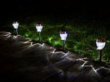 GIGALUMI Solar Lights Outdoor Dual Led Garden Light Landscape / Pathway Lights Stainless Steel Color Changing and White-4Pack