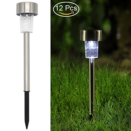 Twinkle Star 12 Pcs Solar Pathway Lights Outdoor Stainless Steel Solar Garden Lights Solar Landscape Lights for Lawn, Patio, Yard, Walkway