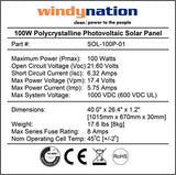 100 Watt Solar Panel Kit: 100W Solar Panel + 20A LCD Display PWM Charge Controller + MC4 Connectors + Mounting Z Brackets for 12V Battery off grid, RV, Boat